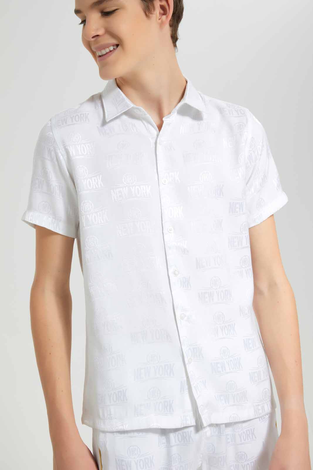 Redtag-White-Allover-Print-Casual-Shirt-BSR-Shirts,-Category:Shirts,-Colour:White,-EXE,-Filter:Senior-Boys-(8-to-14-Yrs),-Non-Sale,-S22C,-Section:Boys-(0-to-14Yrs)-Senior-Boys-9 to 14 Years