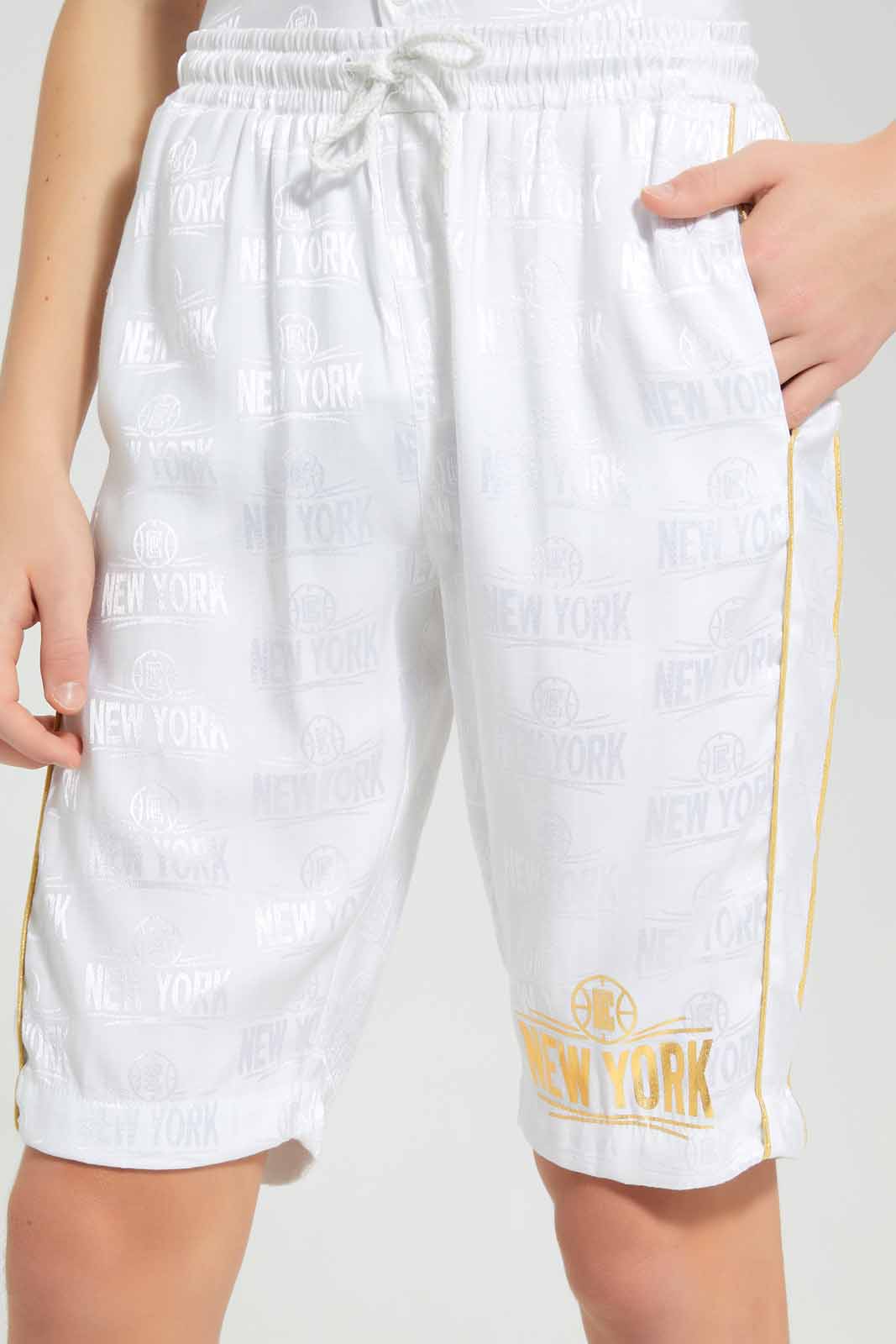 Redtag-White-Allover-Print-Trouser-Short-BSR-Shorts,-Category:Shorts,-Colour:White,-EXE,-Filter:Senior-Boys-(8-to-14-Yrs),-Non-Sale,-S22C,-Section:Boys-(0-to-14Yrs)-Senior-Boys-9 to 14 Years