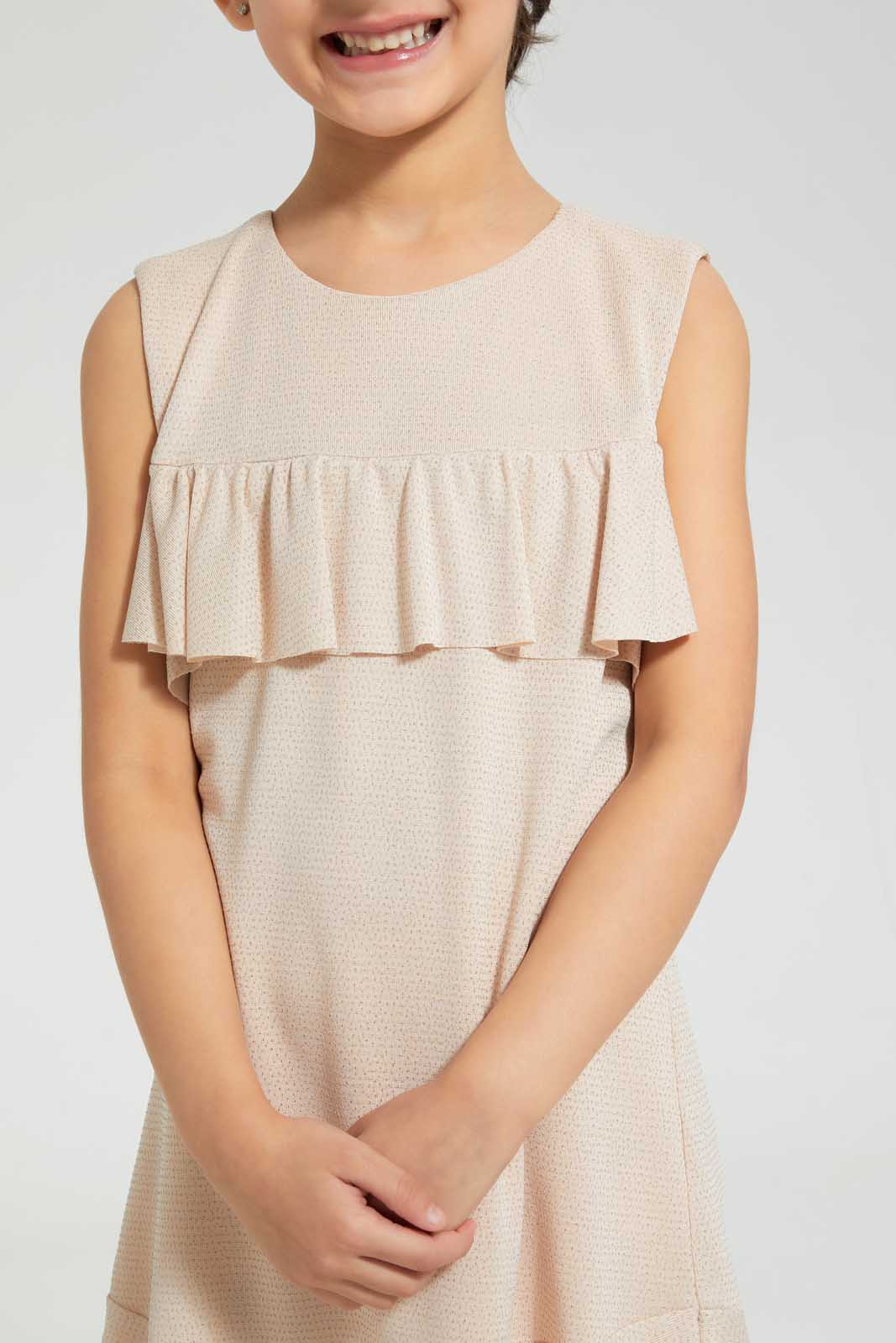 Redtag-Pink-Lurex-Dress-Dresses-Girls-2 to 8 Years