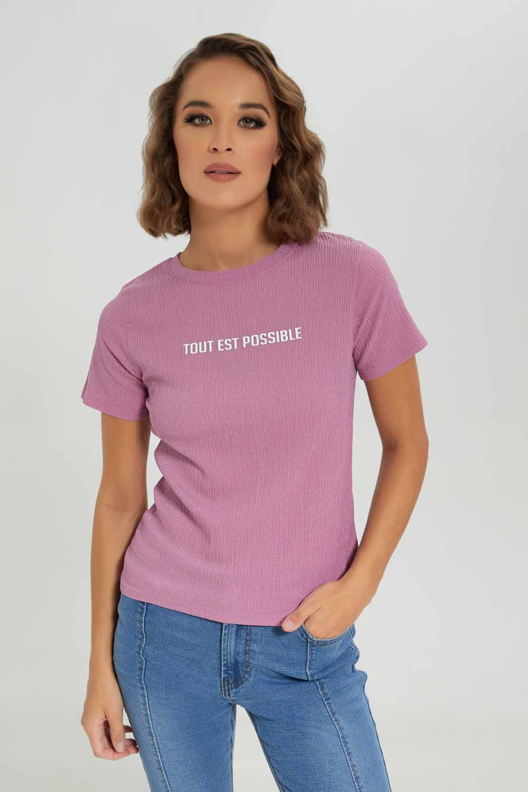 Redtag-Lavander-T-shirt-With-Artwork-Category:T-Shirts,-Colour:Lavender,-Deals:3-For-90,-Deals:New-In,-Dept:Ladieswear,-Filter:Women's-Clothing,-LDC,-LDC-T-Shirts,-New-In-LDC-APL,-Section:Women,-W22O-Women's-