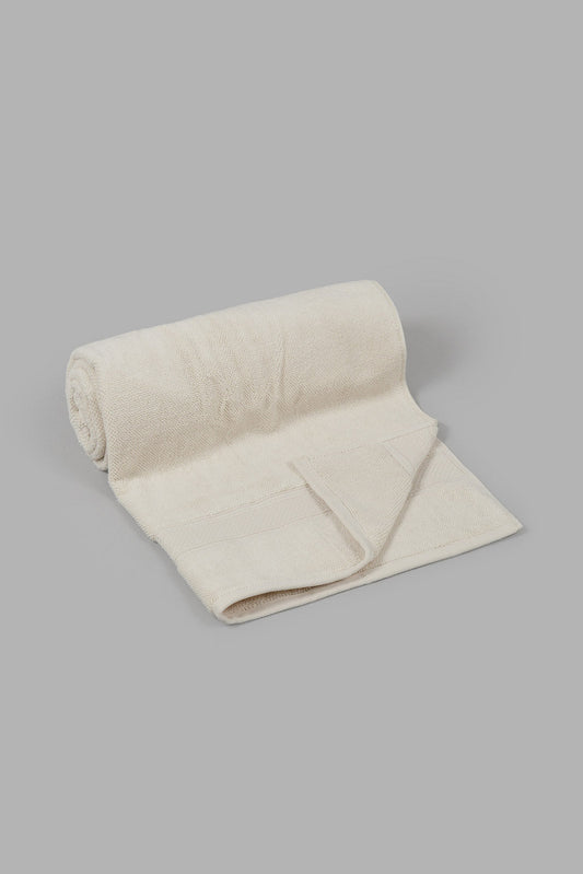 Beige Textured Cotton Bath Towel