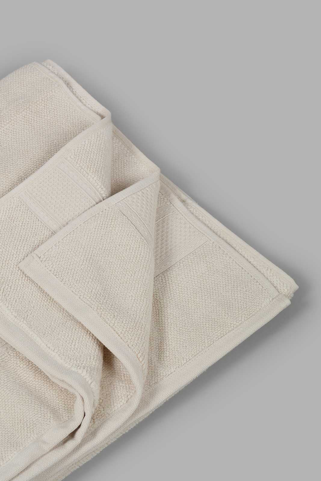 Beige Textured Cotton Bath Towel