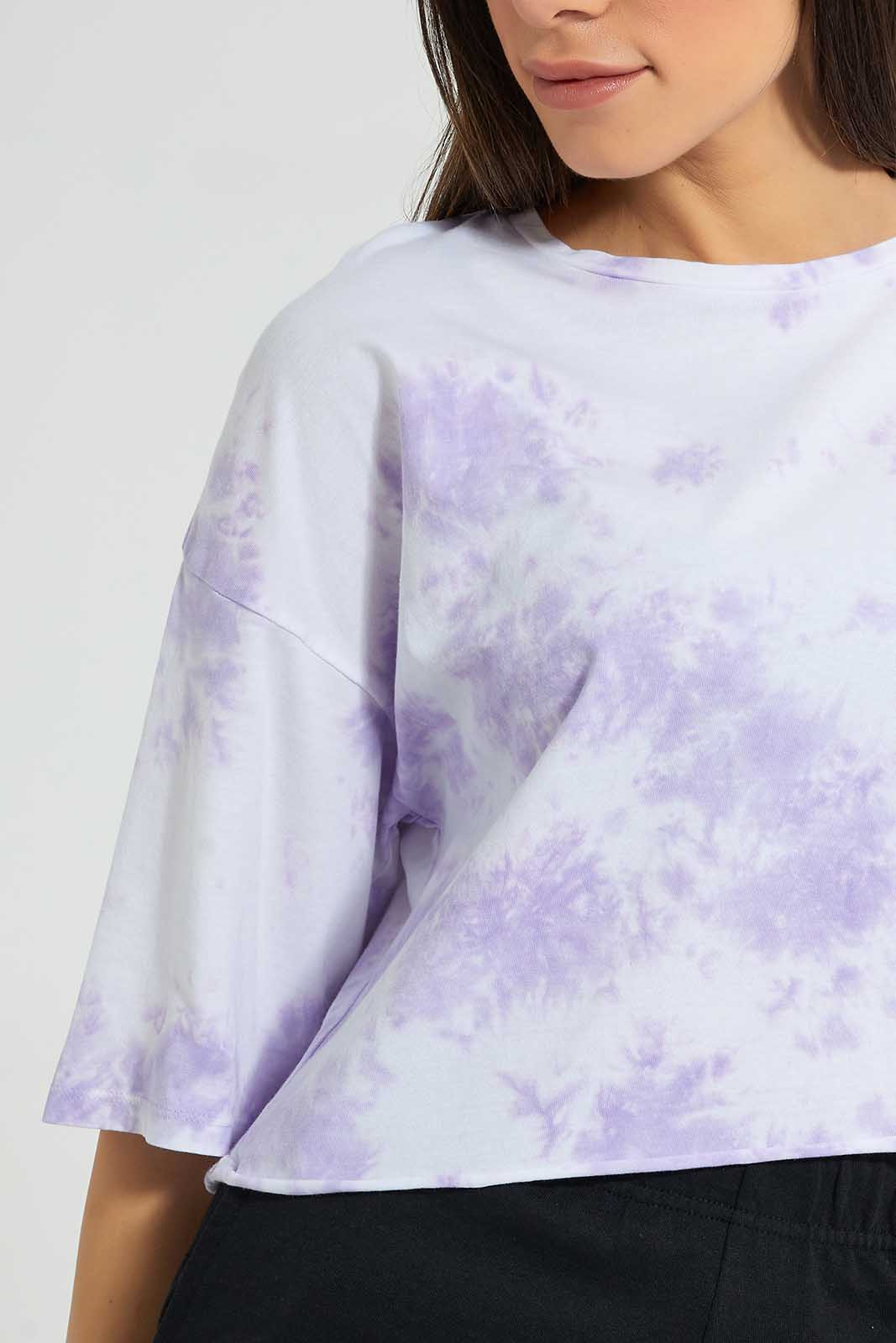 Redtag-Tie-Dye-Crop-T-Shirt-All-Over-Prints-Women's-