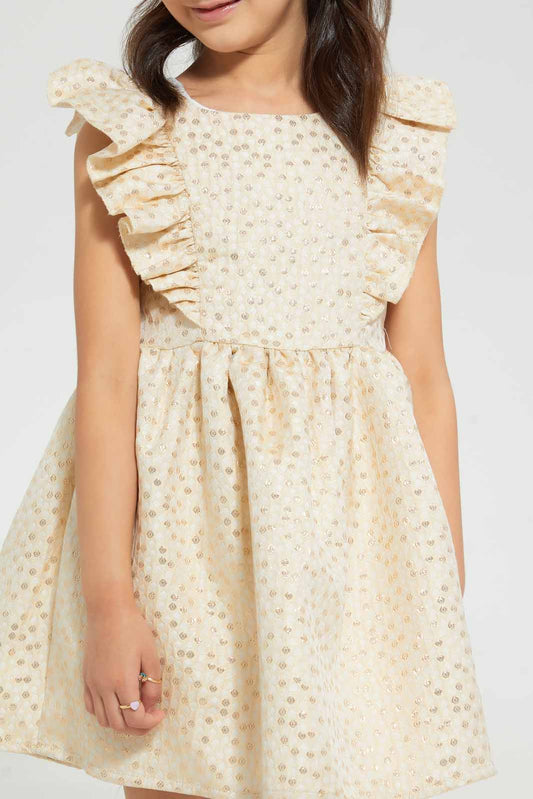 Redtag-Pink-Lurex-Jacquard-Dress-Dresses-Girls-2 to 8 Years