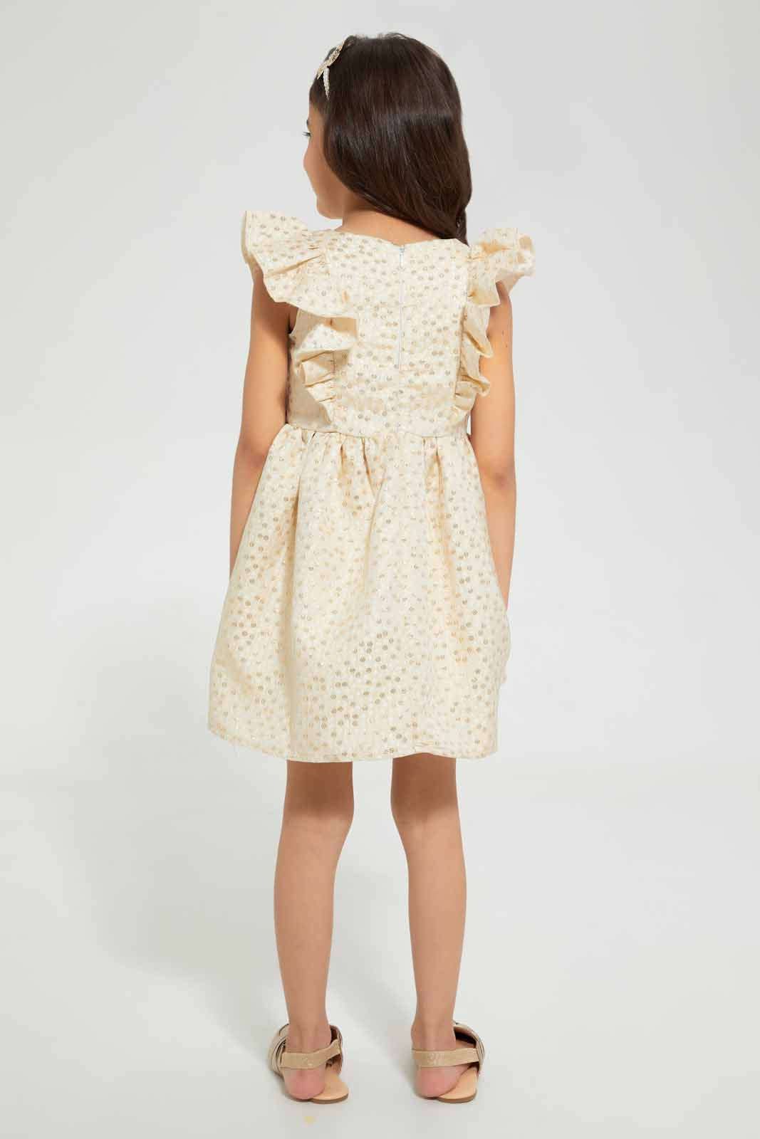 Redtag-Pink-Lurex-Jacquard-Dress-Dresses-Girls-2 to 8 Years