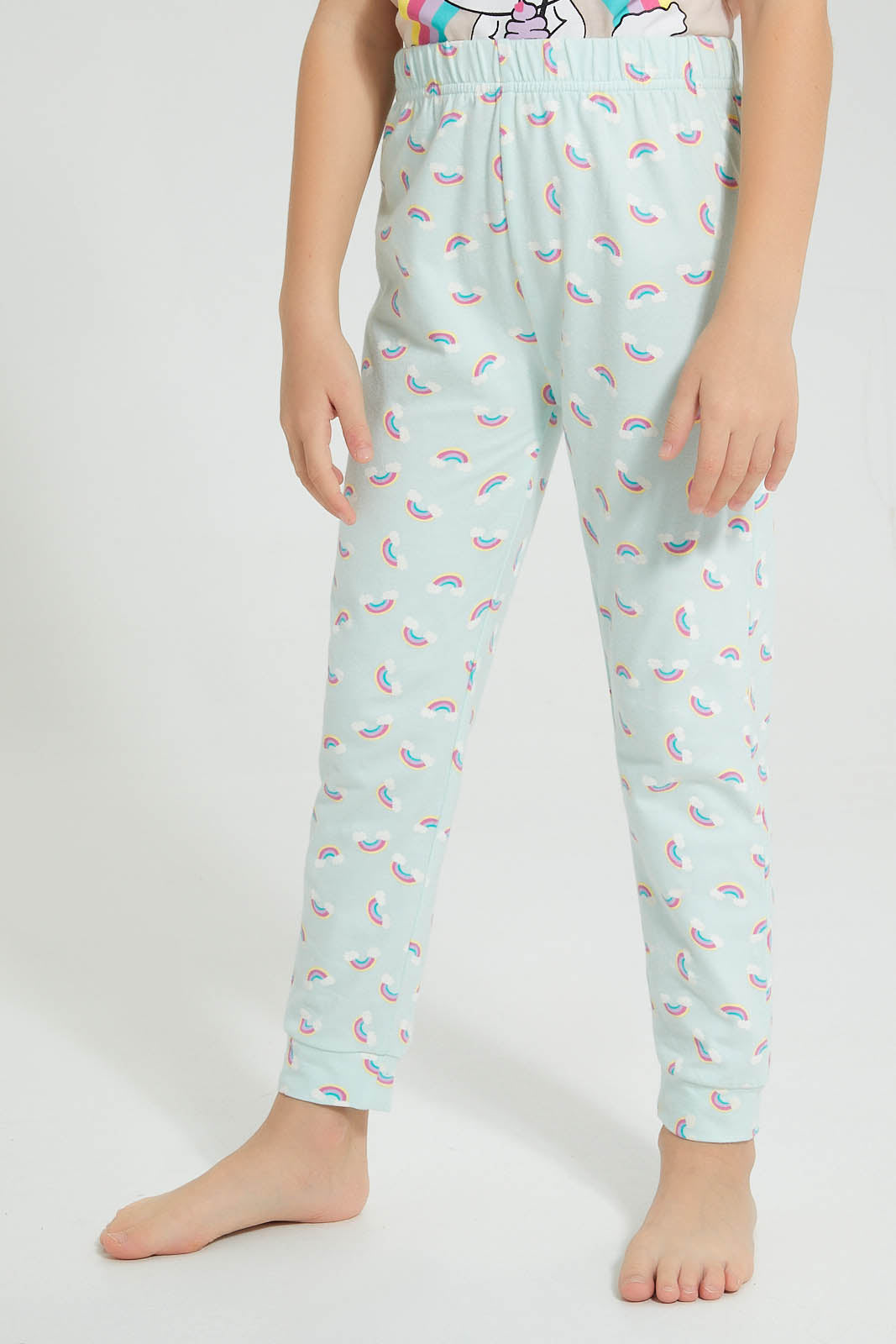 Redtag-Peach/Mint-Printed-S/Sleeve-Pyjama-Set-Colour:Mint,-Filter:Girls-(2-to-8-Yrs),-Girls-Pyjama-Sets,-New-In,-New-In-GIR,-Non-Sale,-S22C,-Section:Kidswear-Girls-2 to 8 Years