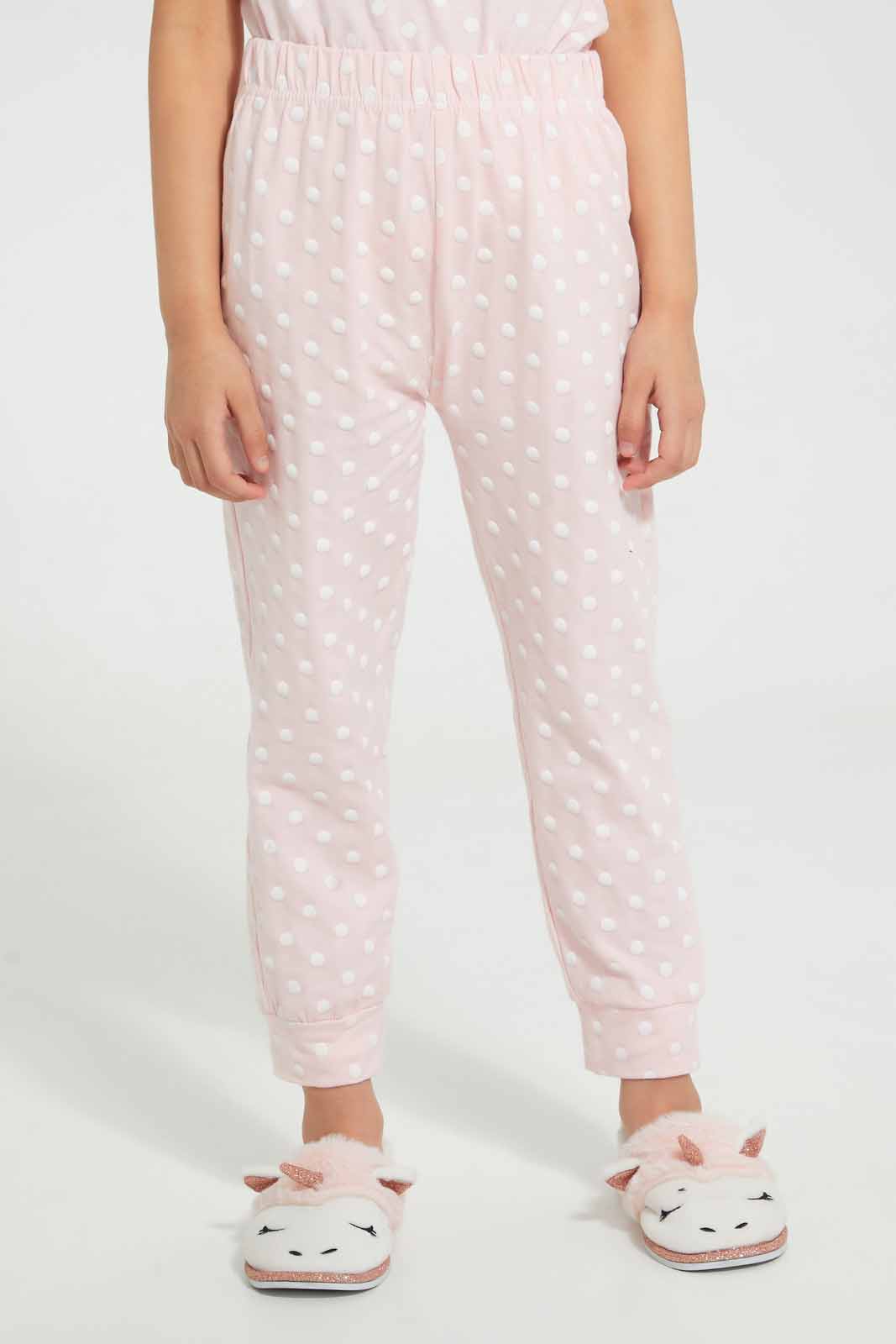 Redtag-Pink-Who's-There-Pyjama-Set-(2-Piece)-Category:Pyjama-Sets,-Colour:Pink,-Deals:4-For-90,-Deals:Sale,-Filter:Girls-(2-to-8-Yrs),-GIR-Pyjama-Sets,-S22B,-Sale-GIR-APL,-Section:Girls-(0-to-14Yrs)-Girls-2 to 8 Years