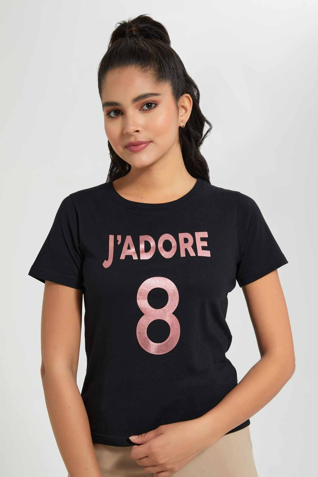 Redtag-Black-Jadore-Print-T-Shirt-Graphic-T-Shirts-Women's-