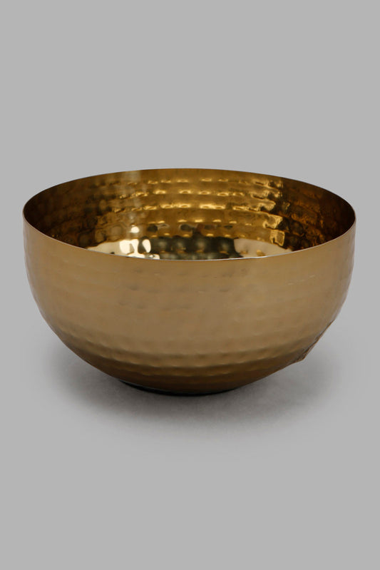 Redtag-Gold-Metal-Hammered-Bowl-Category:Bowls,-Colour:Gold,-Deals:New-In,-Filter:Home-Dining,-HMW-DIN-Serveware,-New-In-HMW-DIN,-Non-Sale,-Section:Homewares,-W22A-Home-Dining-