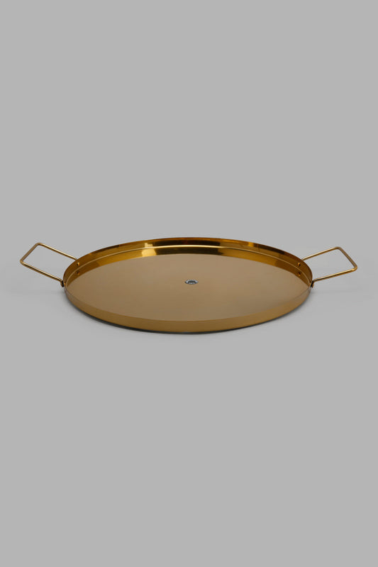 Redtag-Gold-Metal-Round-Tray-Category:Trays,-Colour:Gold,-Deals:New-In,-Filter:Home-Dining,-HMW-DIN-Serveware,-New-In-HMW-DIN,-Non-Sale,-Section:Homewares,-W22A-Home-Dining-
