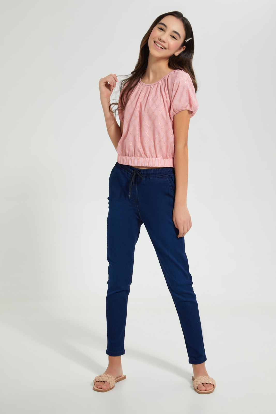 Redtag-Pink/Gold-Dobby-Lurex-Top-Blouses-Senior-Girls-9 to 14 Years