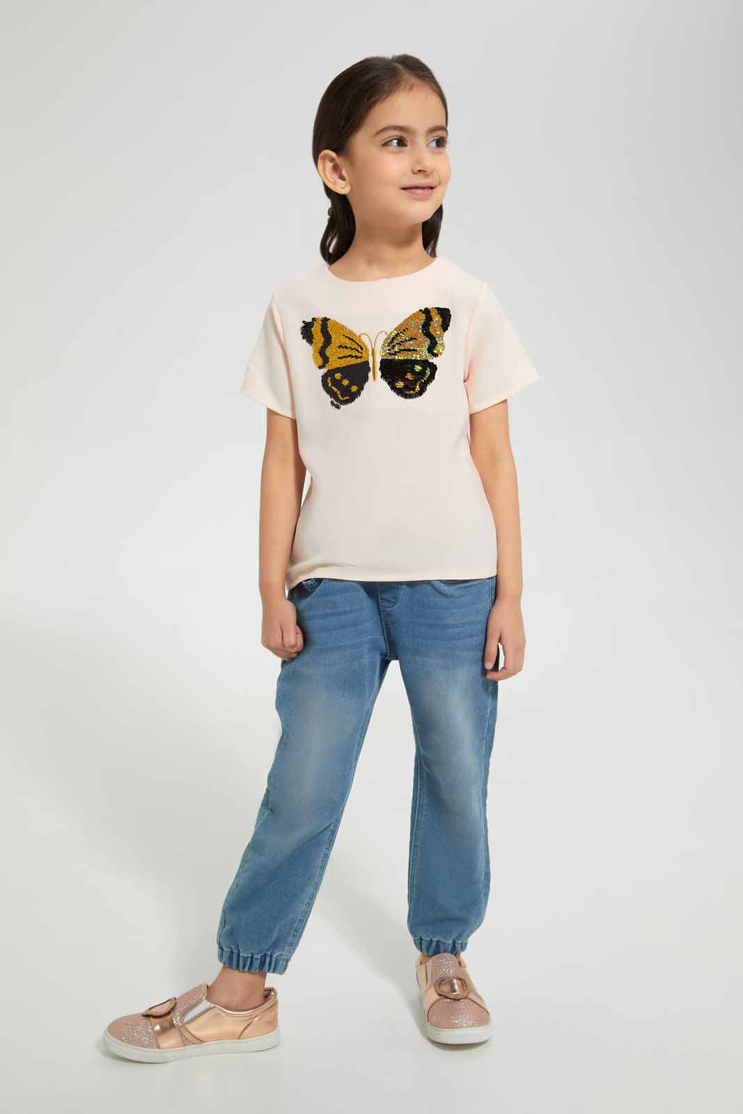 Redtag-Pink-Printed-T-Shirt-T-Shirts-Girls-2 to 8 Years