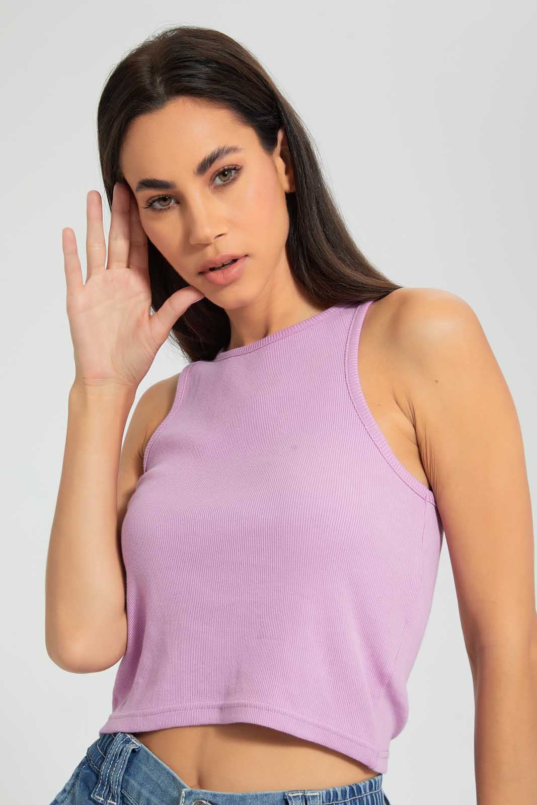 Redtag-Lilac-Rib-Cropped-Vest-Vests-Women's-