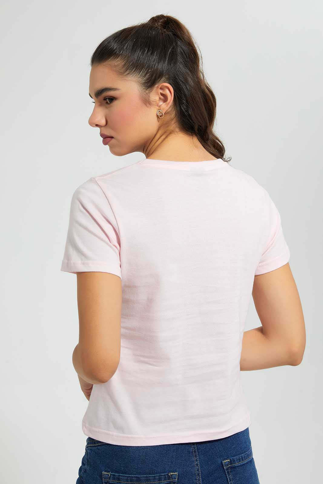 Redtag-Pink-Minnie-Mouse-Print-T-Shirt-Character-Women's-