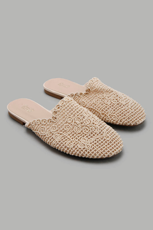 Redtag-Ivory-Fabric-Interest-Mule-Category:Shoes,-Colour:Ivory,-Deals:New-In,-Filter:Women's-Footwear,-New-In-Women-FOO,-Non-Sale,-Section:Women,-W22A,-Women-Shoes-Women's-