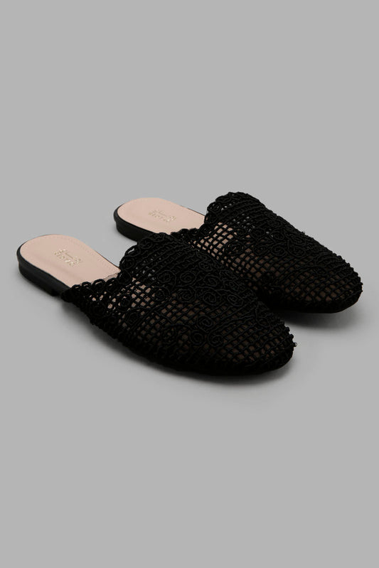 Redtag-Black-Fabric-Interest-Mule-Category:Shoes,-Colour:Black,-Filter:Women's-Footwear,-New-In,-New-In-Women-FOO,-Non-Sale,-Section:Women,-W22O,-Women-Shoes-Women's-