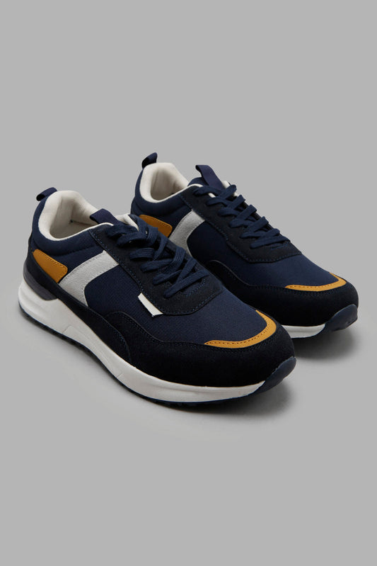 Redtag-Navy-Colour-Block-Sneaker-Category:Trainers,-Colour:Navy,-Deals:New-In,-Filter:Men's-Footwear,-Men-Trainers,-New-In-Men-FOO,-Non-Sale,-S22C,-Section:Men-Men's-