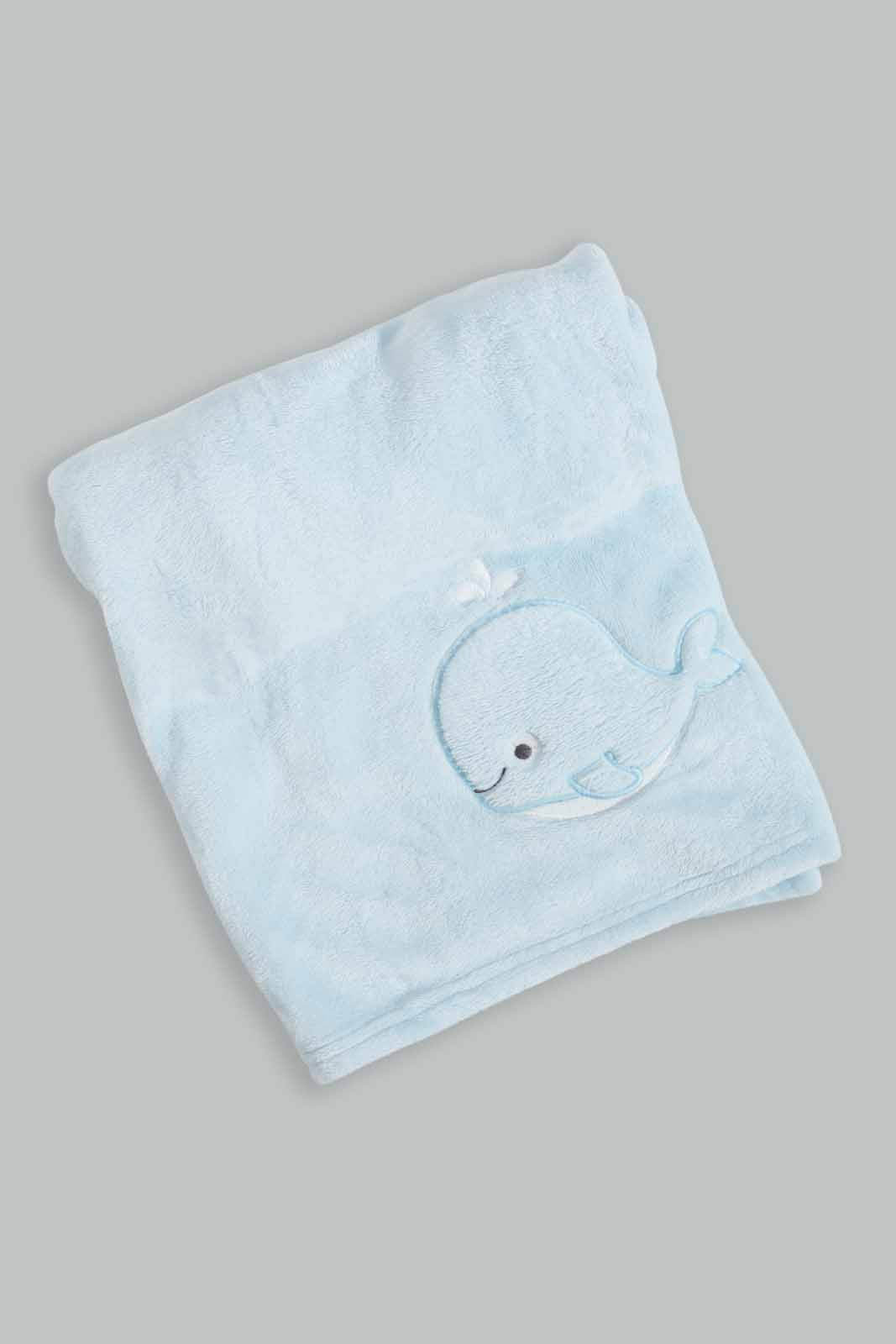 Redtag-Blue-Whale-Fluffy-Blanket-Baby-Blankets-Baby-0 to 12 Months