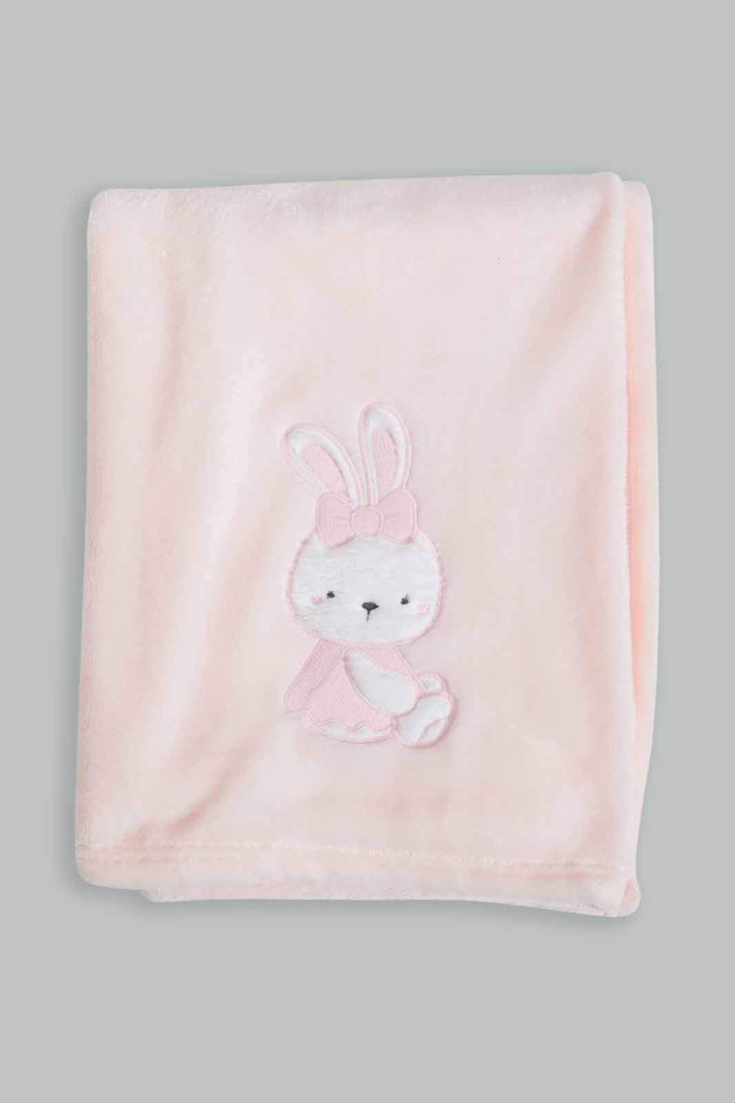 Redtag-Pink-Bunny-Fluffy-Blanket-Baby-Blankets-Baby-0 to 12 Months