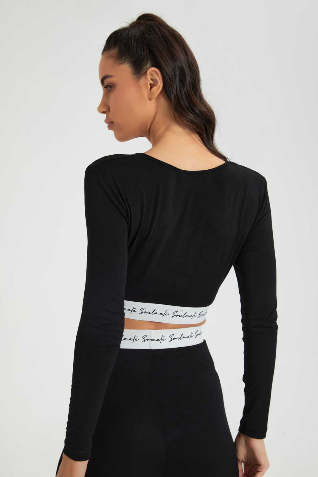 Redtag-Black-Scoop-Neck-T-Shirt-With-Printed-Elastic-Band-Loungewear-Women's-