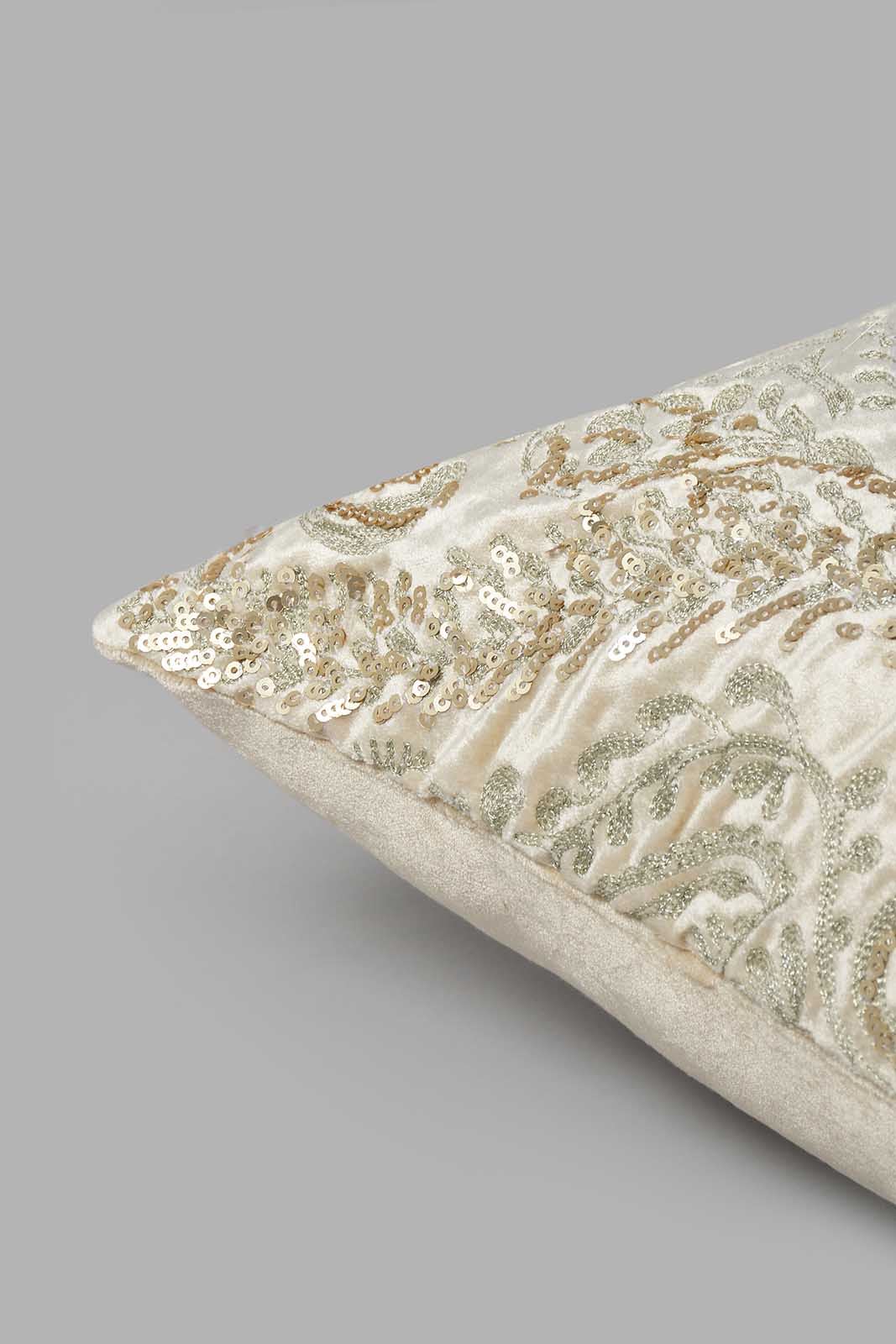 Redtag-Beige-Embellished-Premium-Cushion-0,-Colour:Beige,-Filter:Home-Bedroom,-HMW-BED-Cushions,-New-In,-New-In-HMW-BED,-Non-Sale,-S22B,-Section:Homewares-Home-Bedroom-