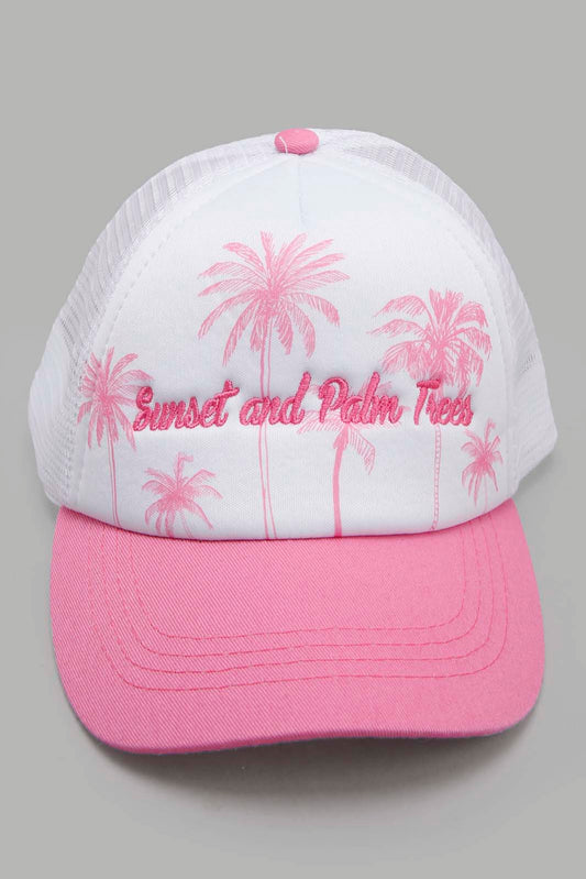 Redtag-Pink-And-White-Cap-Category:Caps-&-Hats,-Colour:Assorted,-Filter:Girls-Accessories,-GIR-Caps-&-Hats,-New-In,-New-In-GIR-ACC,-Non-Sale,-Section:Girls-(0-to-14Yrs),-W22O-Girls-