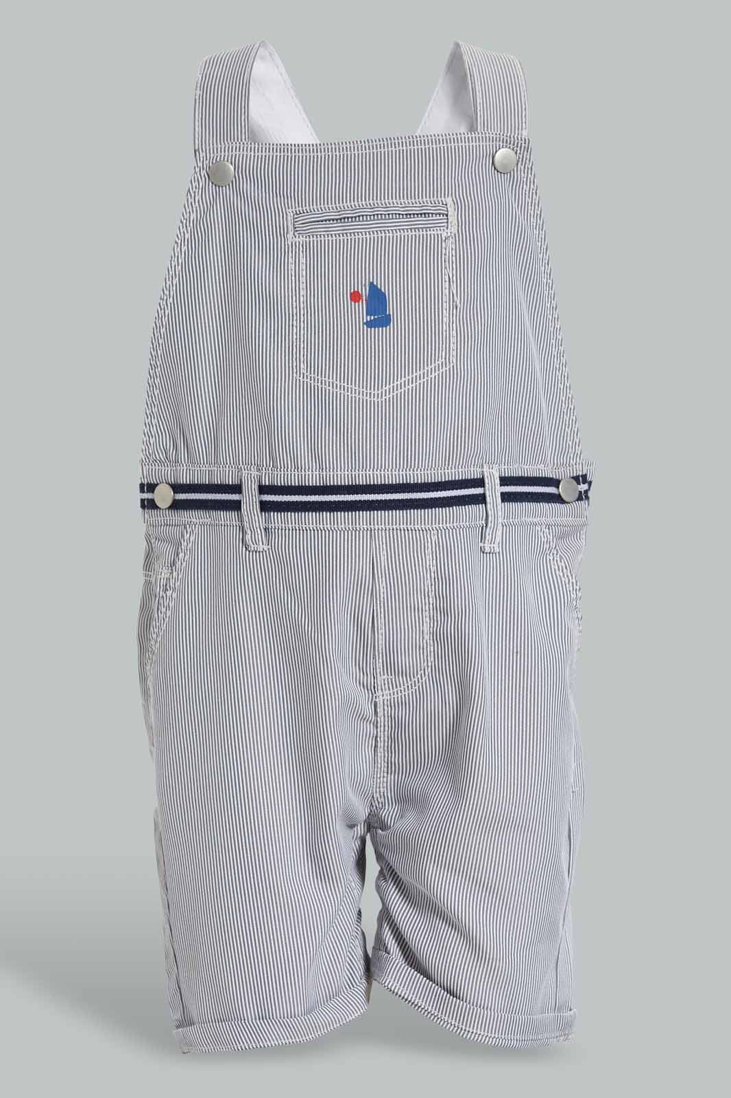 Redtag-Grey-And-Navy-Dungaree-Category:Sets,-Colour:Navy,-EXE,-Filter:Infant-Boys-(3-to-24-Mths),-INB-Sets,-Non-Sale,-S22C,-Section:Boys-(0-to-14Yrs)-Infant-Boys-3 to 24 Months