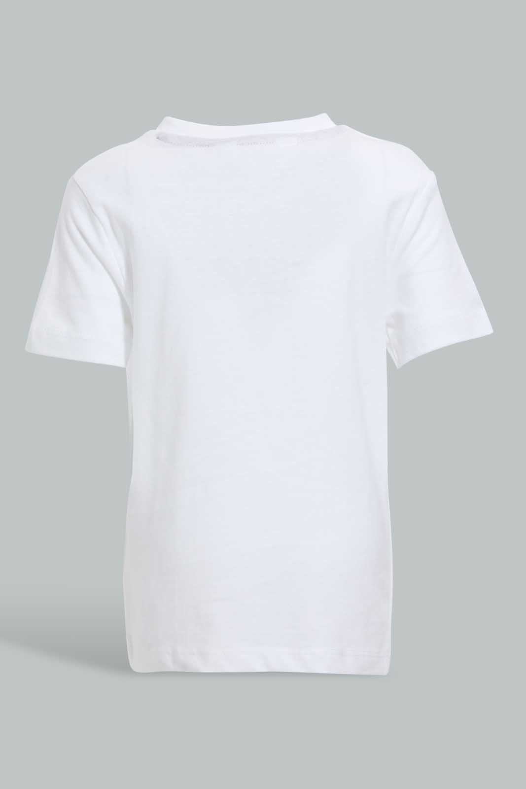 Redtag-White-Heanly-Short-Sleeve-Tshirt-Plain-Infant-Boys-3 to 24 Months