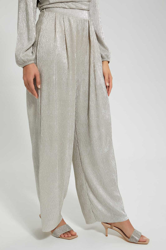 Redtag-Gold-Foil-Coasted-Plisse-Trouser-Trousers-Women's-