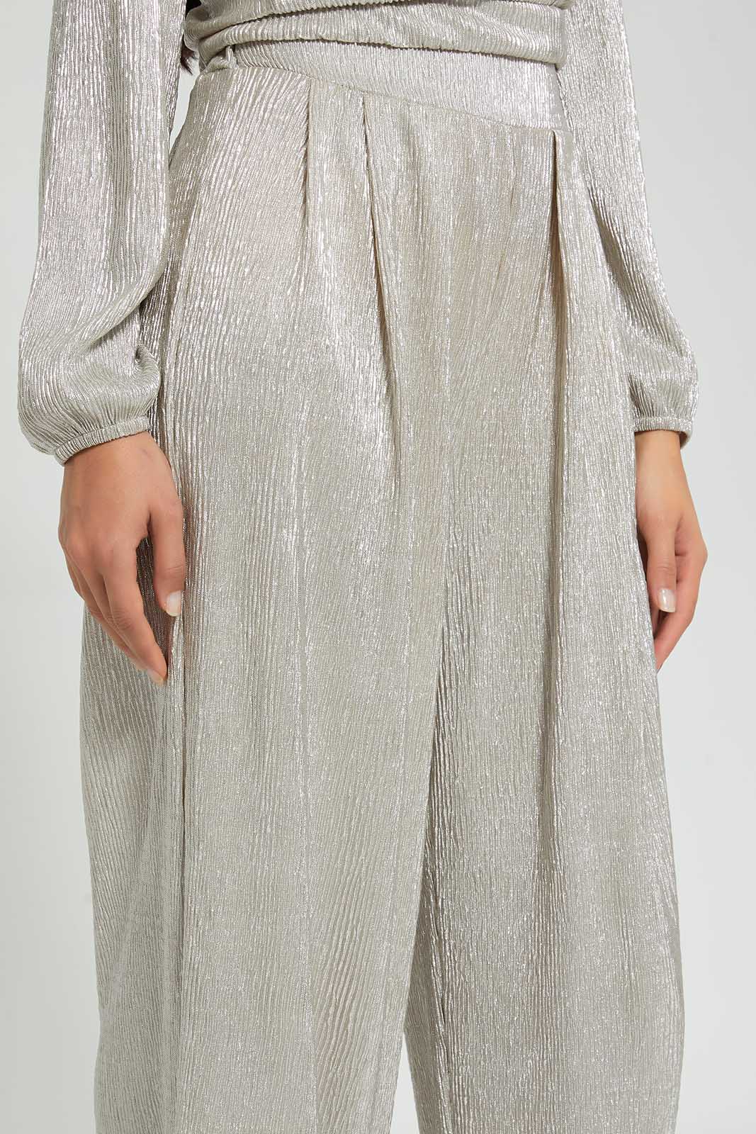 Redtag-Gold-Foil-Coasted-Plisse-Trouser-Trousers-Women's-