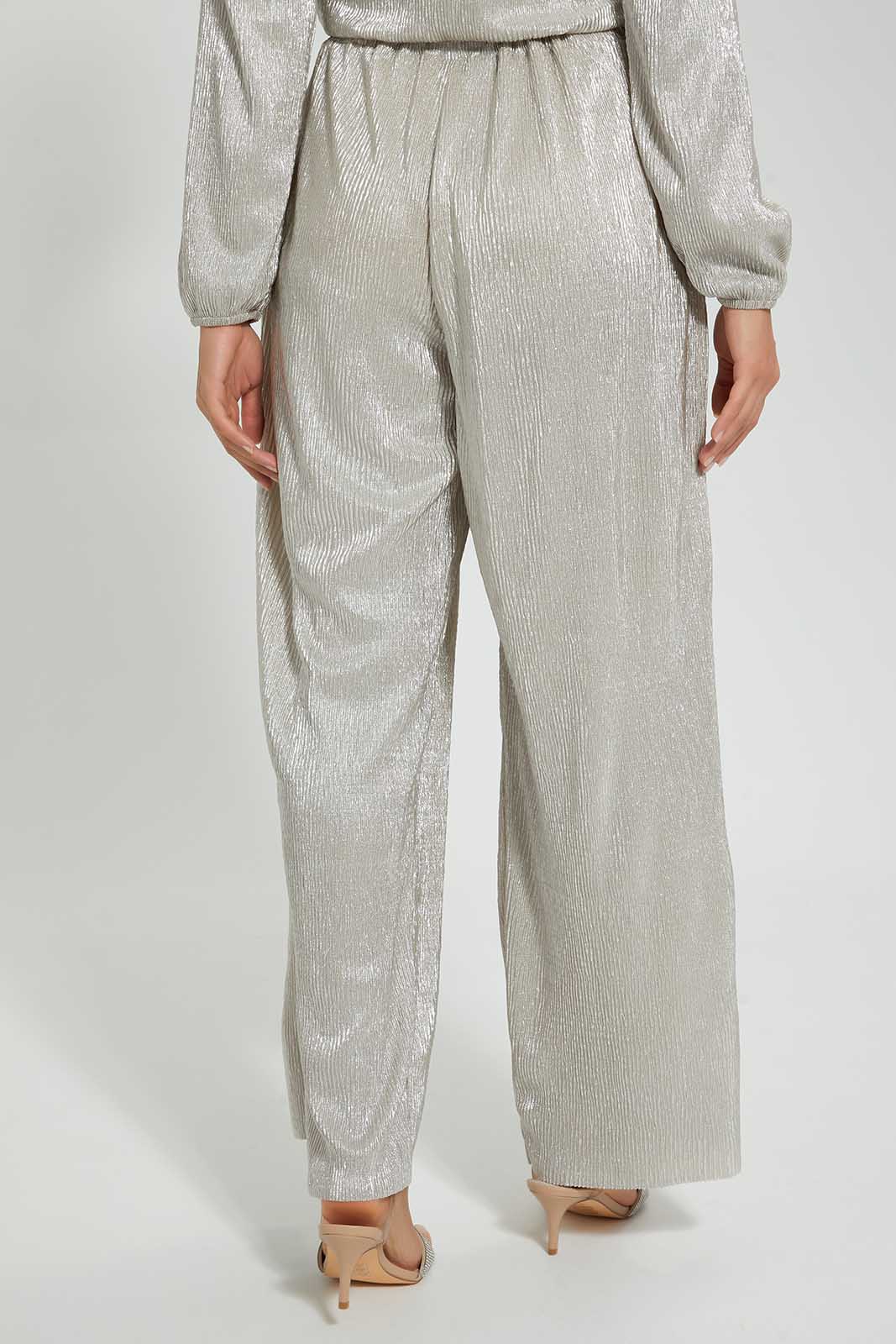Redtag-Gold-Foil-Coasted-Plisse-Trouser-Trousers-Women's-