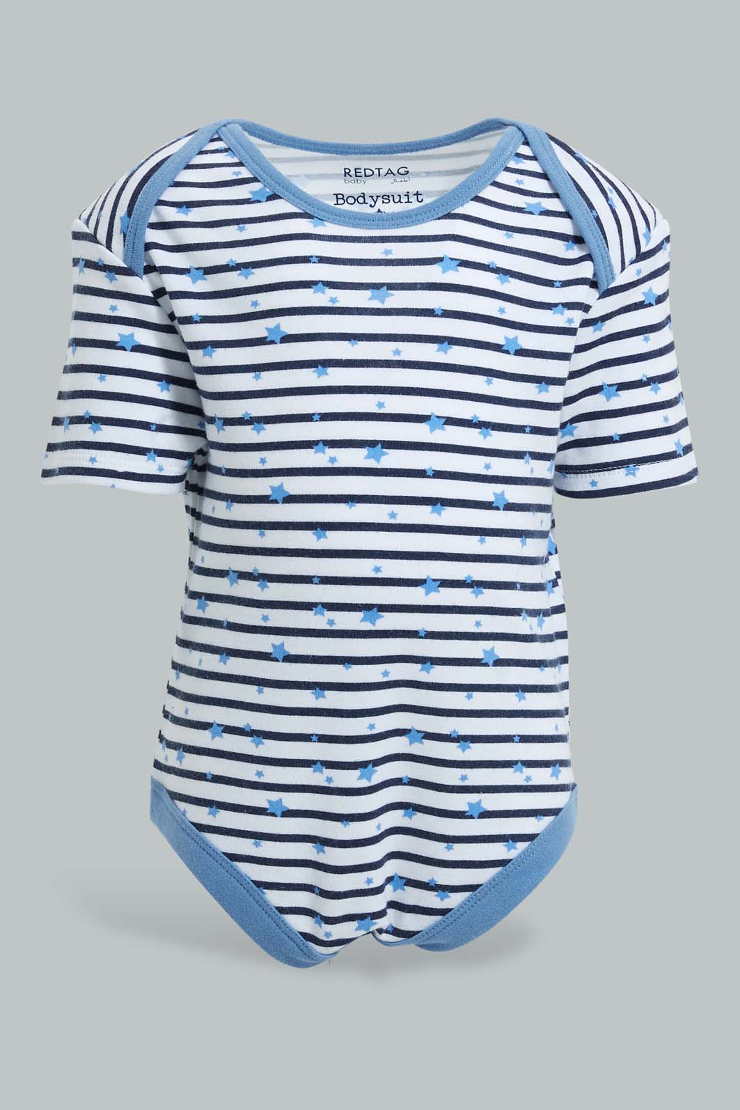 Redtag-Blue-Nbb-5Pk-Bodysuit-Bodysuits-Baby-0 to 12 Months