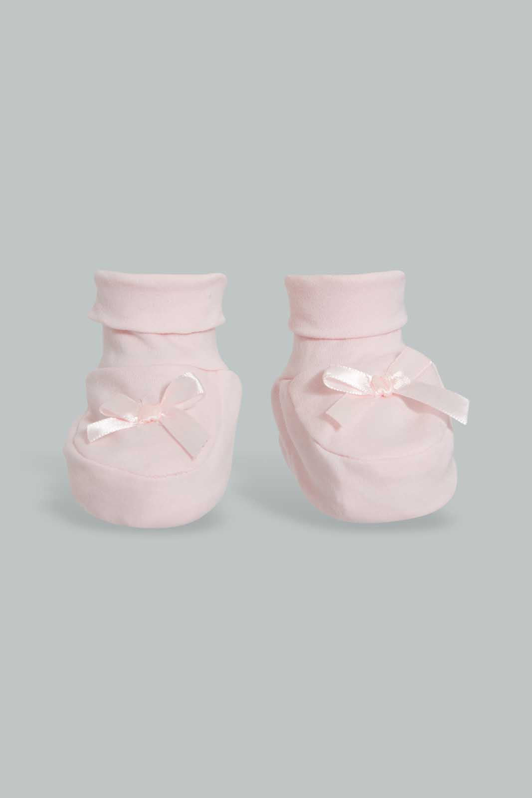 Redtag-Pink-Bow-Booties-For-Babies-Category:Booties,-Colour:Pink,-Deals:Sale,-Filter:Baby-(0-to-12-Mths),-NBG-Booties,-S22C,-Sale-NBB-APL,-Section:Girls-(0-to-14Yrs)-Baby-0 to 12 Months