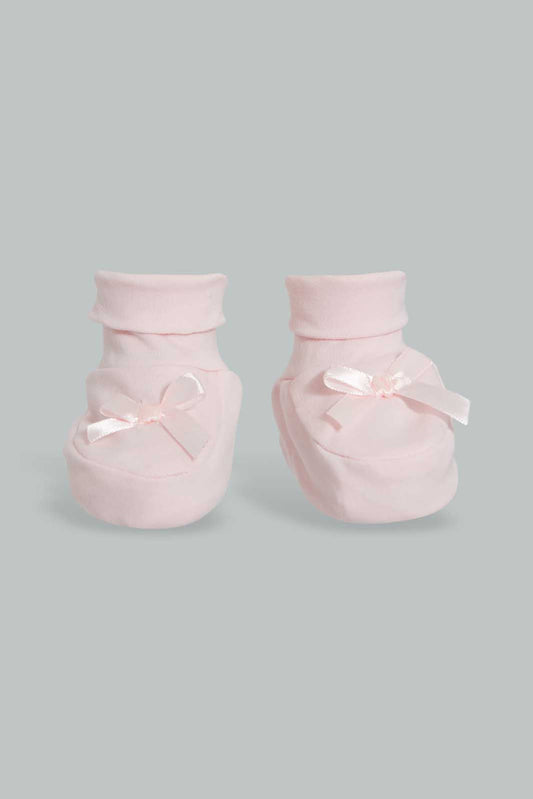 Redtag-Pink-Bow-Booties-For-Babies-Category:Booties,-Colour:Pink,-Deals:Sale,-Filter:Baby-(0-to-12-Mths),-NBG-Booties,-S22C,-Sale-NBB-APL,-Section:Girls-(0-to-14Yrs)-Baby-0 to 12 Months
