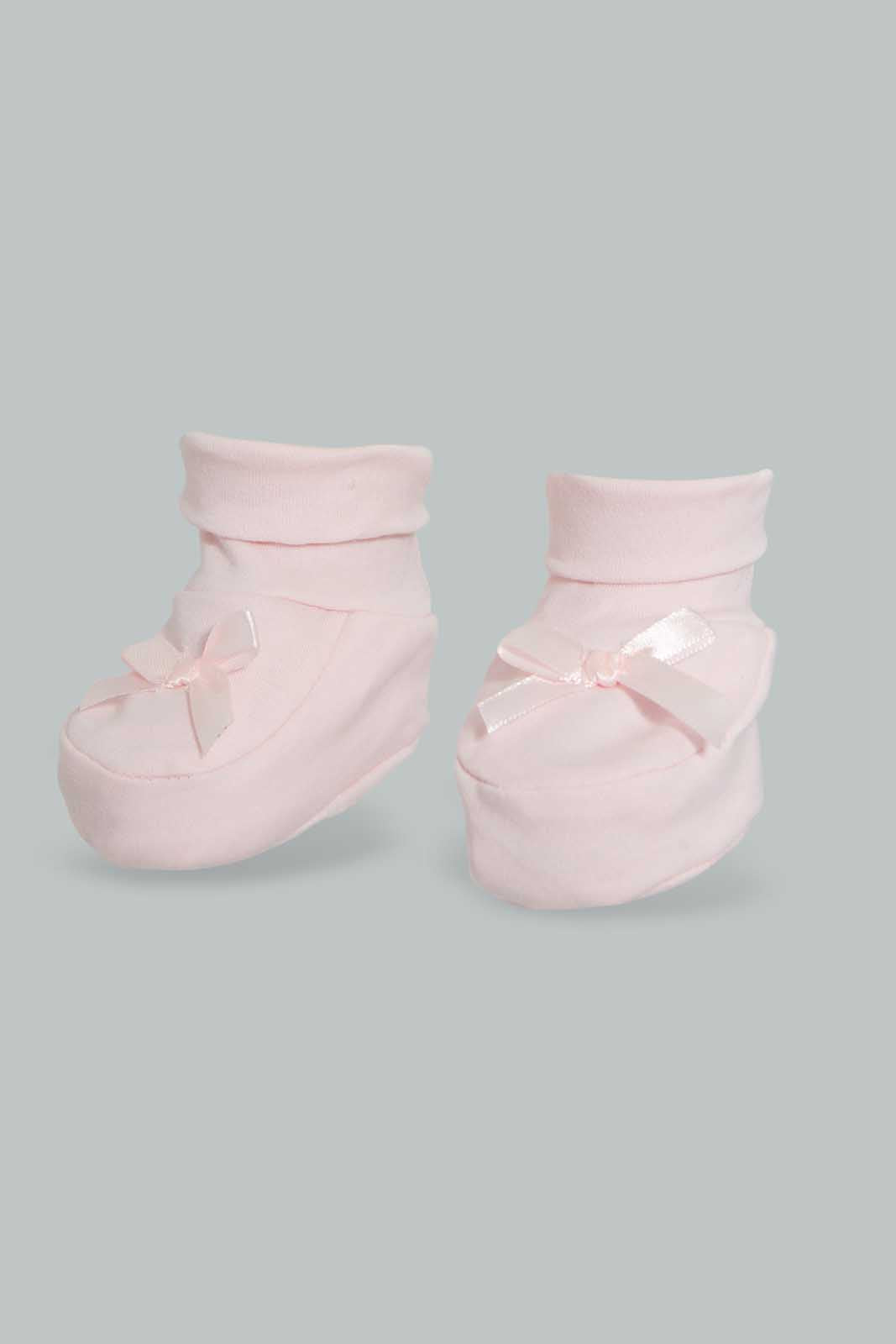 Redtag-Pink-Bow-Booties-For-Babies-Category:Booties,-Colour:Pink,-Deals:Sale,-Filter:Baby-(0-to-12-Mths),-NBG-Booties,-S22C,-Sale-NBB-APL,-Section:Girls-(0-to-14Yrs)-Baby-0 to 12 Months