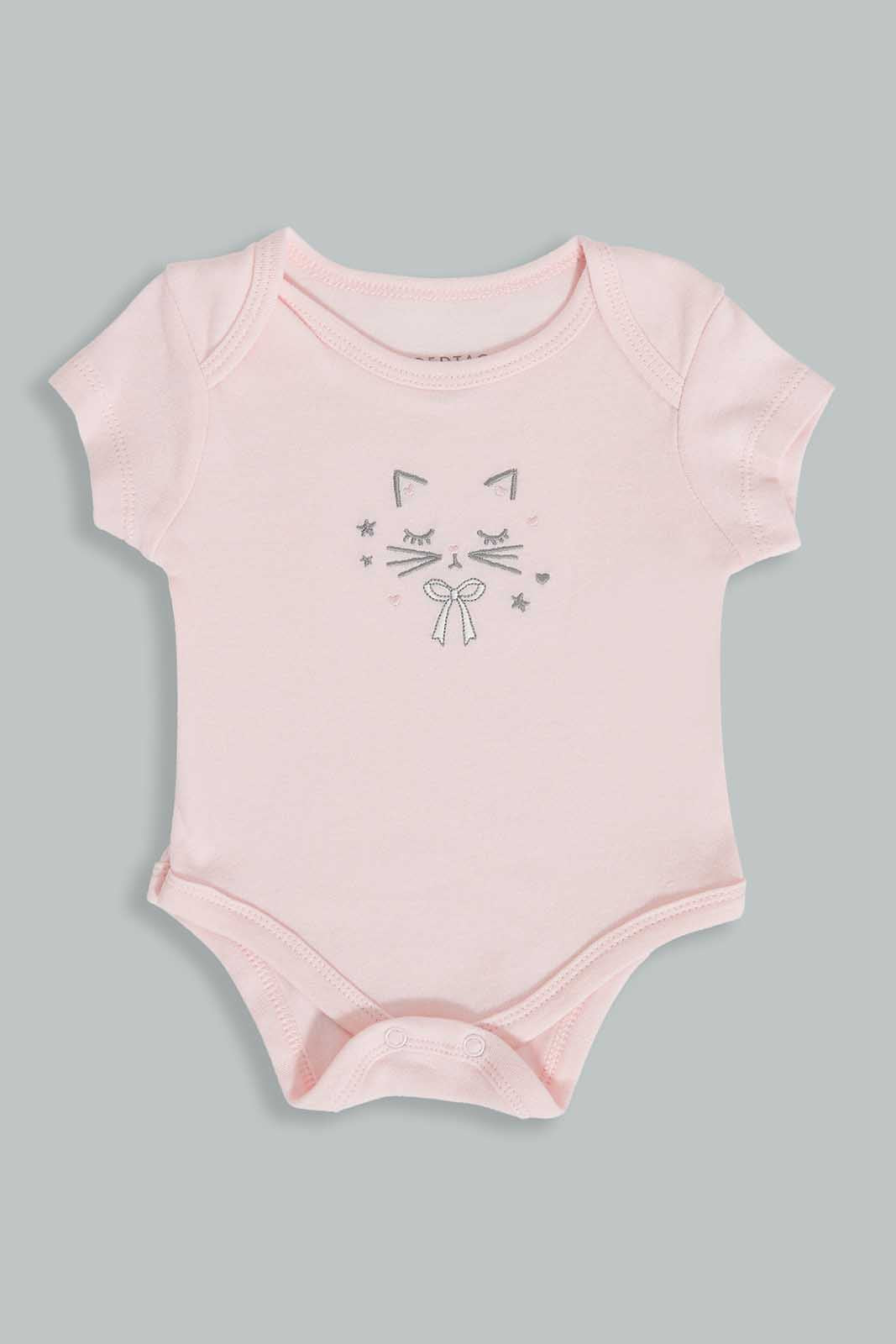 Redtag-Pink-And-White-Cat-Gift-Set-(5-Piece)-Category:Gift-Sets,-Colour:Pink,-Deals:3-For-90,-Deals:Sale,-Filter:Baby-(0-to-12-Mths),-NBG-Gift-Sets,-S22C,-Sale-NBB-APL,-Section:Girls-(0-to-14Yrs)-Baby-0 to 12 Months