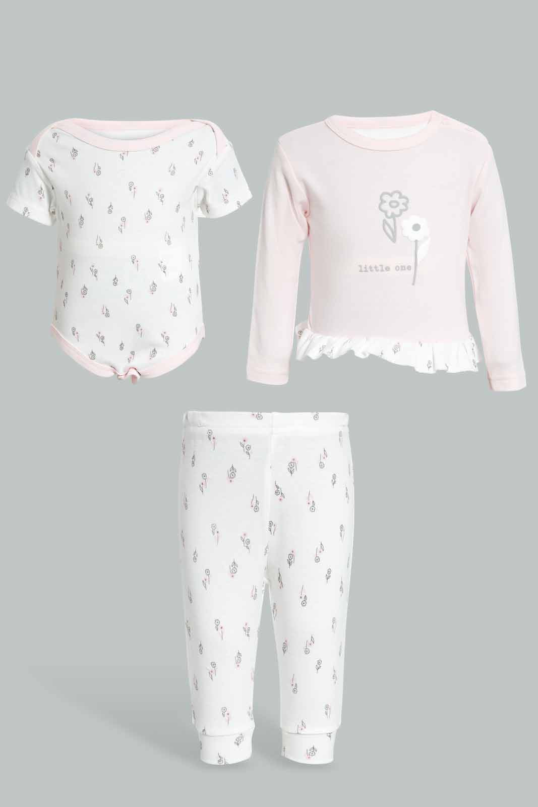 Redtag-Pink-Floral-3-Pieces-Gift-Set-Category:Gift-Sets,-Colour:Grey,-Deals:New-In,-Filter:Baby-(0-to-12-Mths),-NBF-Gift-Sets,-New-In-NBF,-Non-Sale,-S22D,-Section:Kidswear-Baby-0 to 12 Months