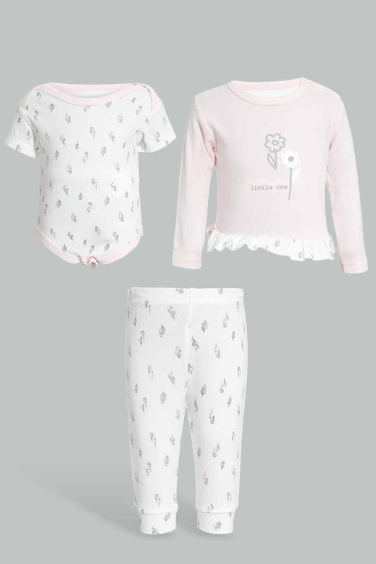 Redtag-Pink-Floral-3-Pieces-Gift-Set-Category:Gift-Sets,-Colour:Grey,-Deals:New-In,-Filter:Baby-(0-to-12-Mths),-NBF-Gift-Sets,-New-In-NBF,-Non-Sale,-S22D,-Section:Kidswear-Baby-0 to 12 Months