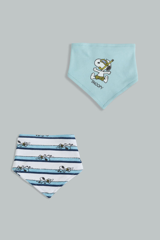 Blue And White Snoopy Bib Set For Baby (2 Piece)