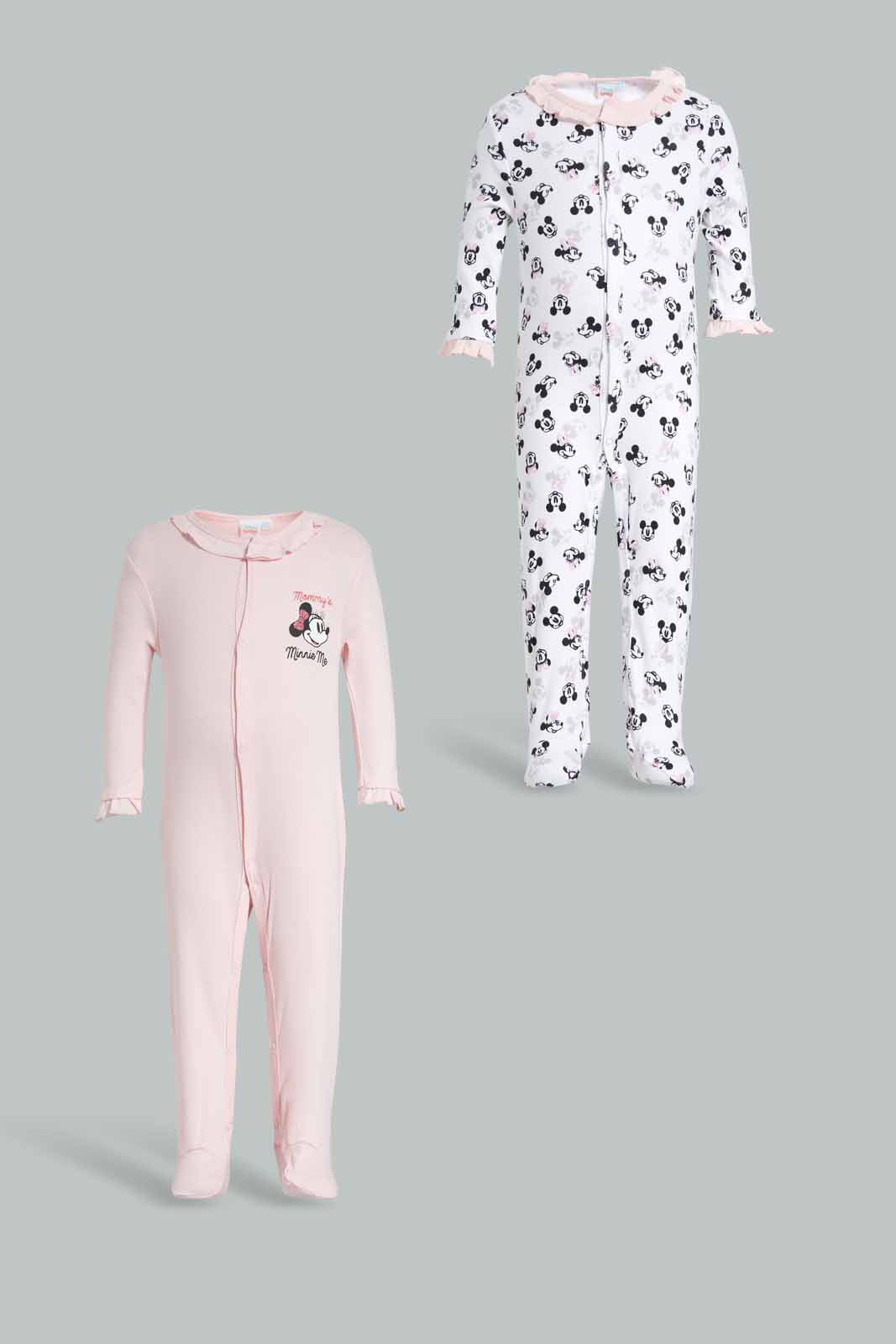 Redtag-Pink-Minnie-Mouse-2-Piece-Pack-Sleep-Suit-Category:Sleepsuits,-CHR,-Colour:Pink,-Deals:Sale,-Filter:Baby-(0-to-12-Mths),-NBG-Sleepsuits,-S22C,-Sale-NBB-APL,-Section:Girls-(0-to-14Yrs)-Baby-0 to 12 Months