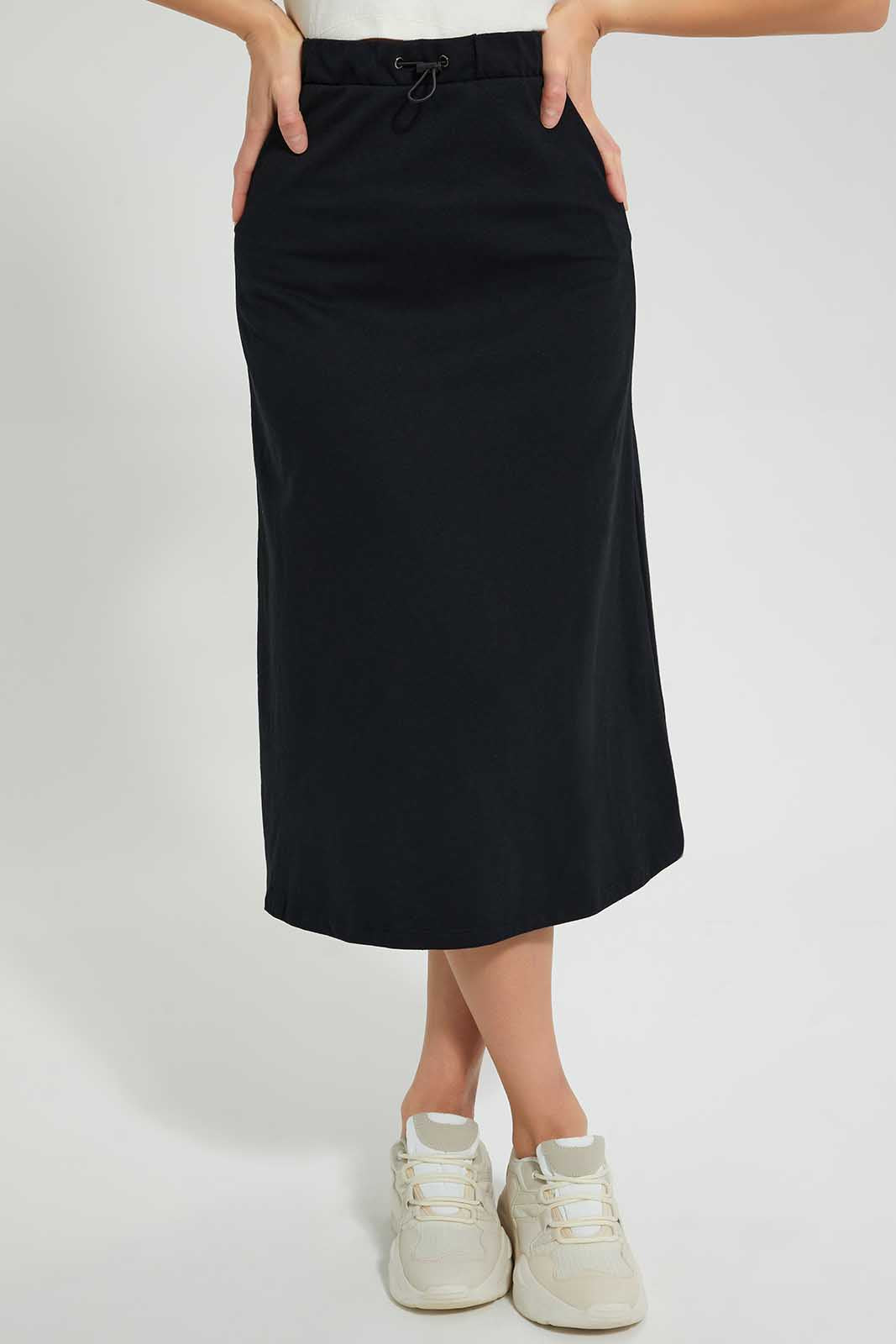 Redtag-Black-Waist-Detail-Skirt-Skirts-Women's-