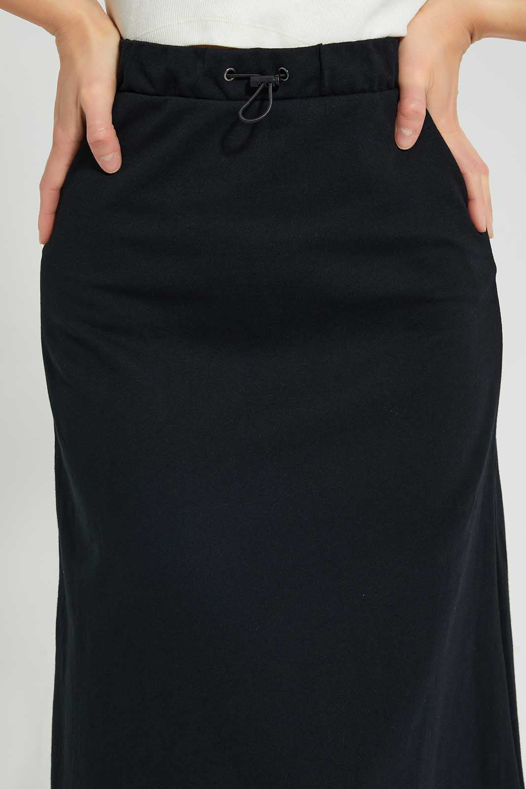 Redtag-Black-Waist-Detail-Skirt-Skirts-Women's-