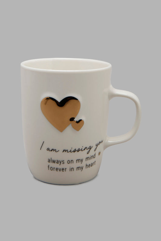 Redtag-White-Gold-Heart-Embossed-Mug-Category:Cups-&-Mugs,-Colour:White,-Deals:New-In,-Filter:Home-Dining,-HMW-DIN-Crockery,-New-In-HMW-DIN,-Non-Sale,-Section:Homewares,-W22A-Home-Dining-