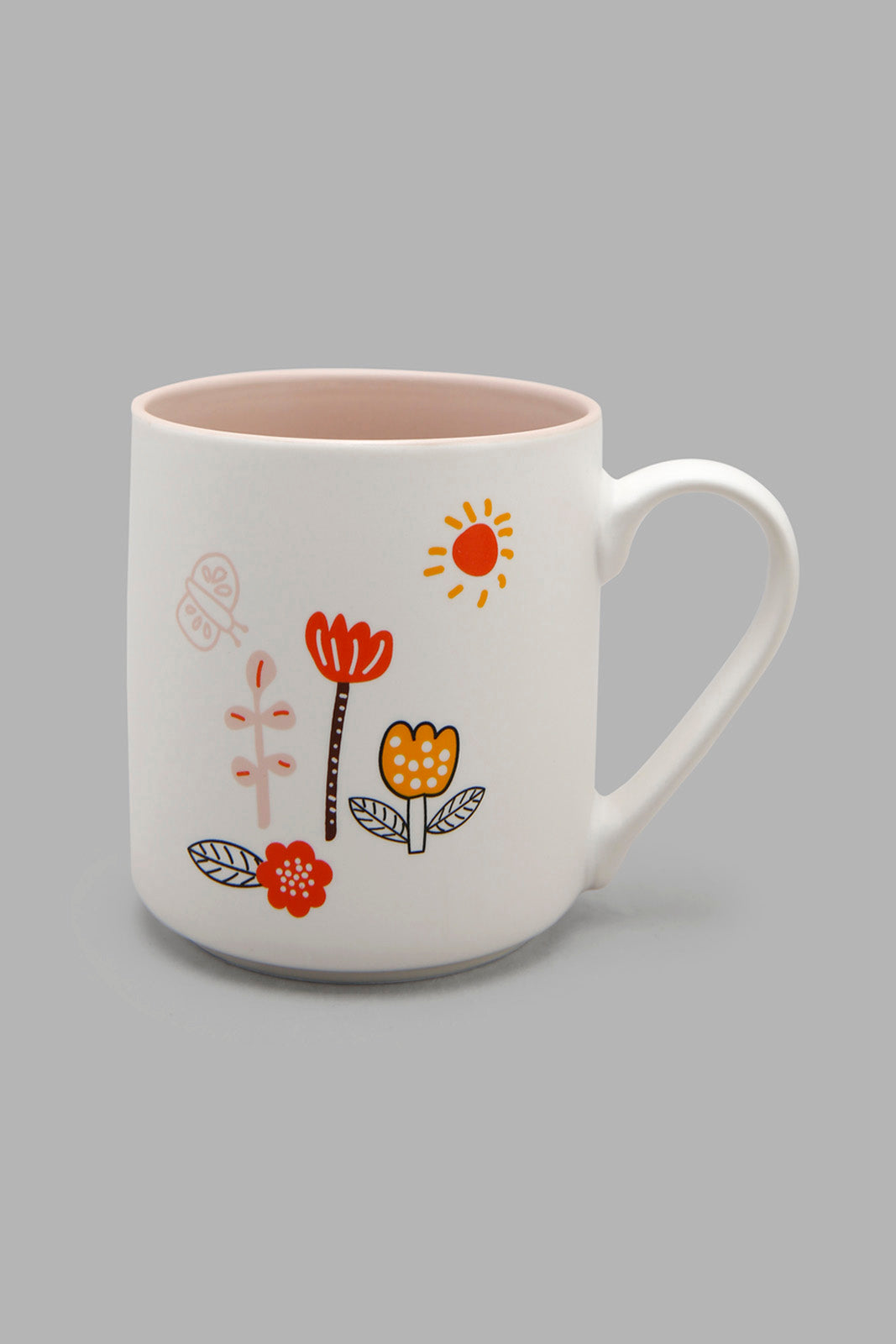 Redtag-Grey-Floral-Mug-Category:Cups-&-Mugs,-Colour:Grey,-Deals:New-In,-Filter:Home-Dining,-HMW-DIN-Crockery,-New-In-HMW-DIN,-Non-Sale,-Section:Homewares,-W22A-Home-Dining-