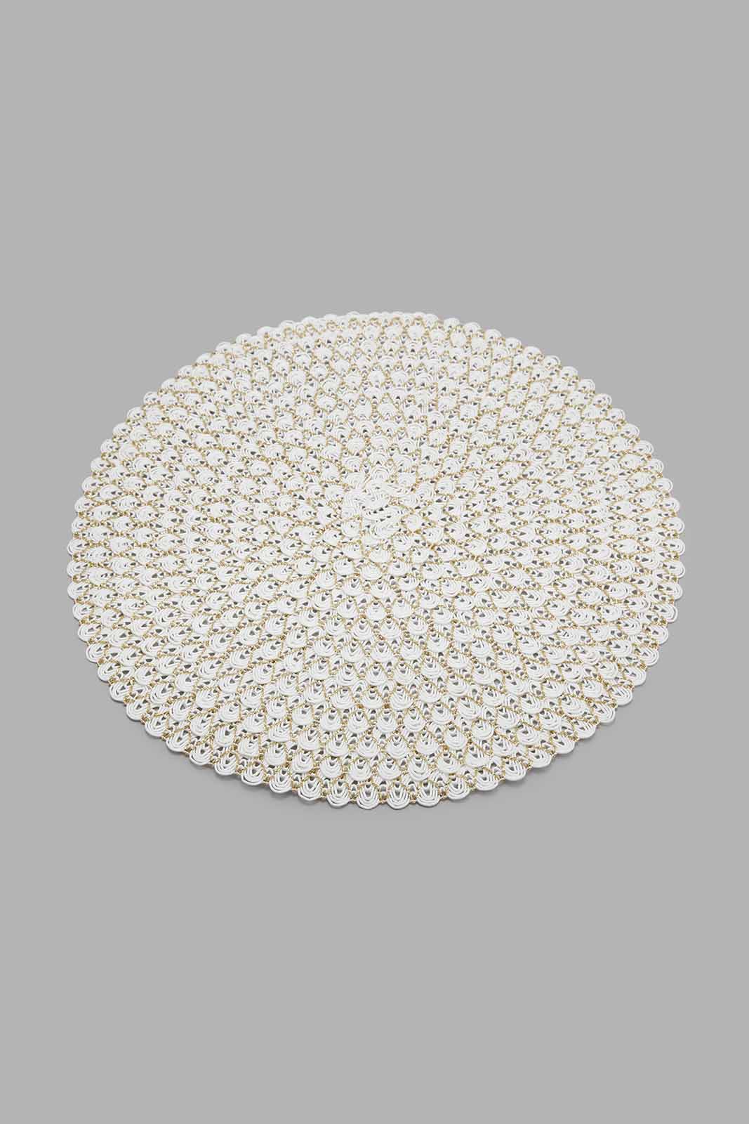 Redtag-White/Gold-Round-Woven-Placemat-Bundle,-Category:Placemats-&-Coasters,-Colour:White,-Deals:5-For-50,-Filter:Home-Dining,-HARMONY,-HMW-DIN-Kitchen-Accessories,-S22C,-Section:Homewares-Home-Dining-