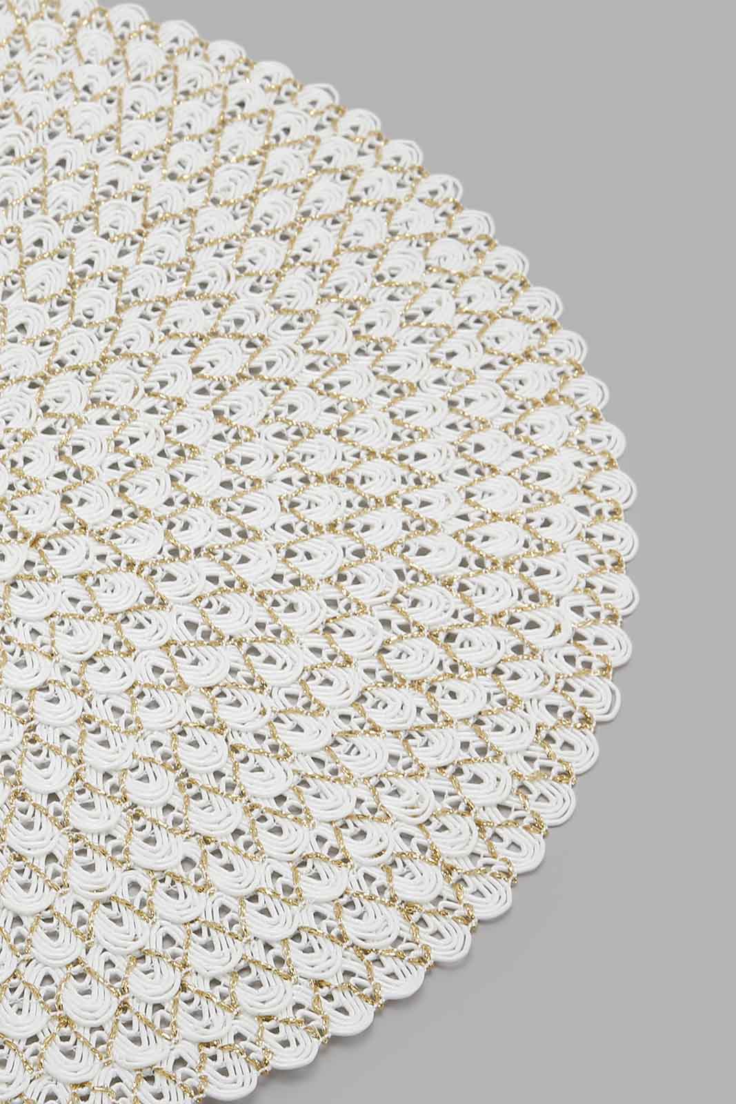 Redtag-White/Gold-Round-Woven-Placemat-Bundle,-Category:Placemats-&-Coasters,-Colour:White,-Deals:5-For-50,-Filter:Home-Dining,-HARMONY,-HMW-DIN-Kitchen-Accessories,-S22C,-Section:Homewares-Home-Dining-