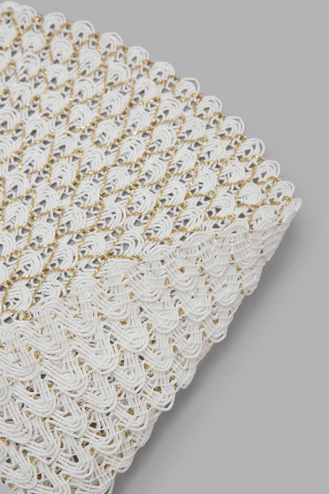 Redtag-White/Gold-Round-Woven-Placemat-Bundle,-Category:Placemats-&-Coasters,-Colour:White,-Deals:5-For-50,-Filter:Home-Dining,-HARMONY,-HMW-DIN-Kitchen-Accessories,-S22C,-Section:Homewares-Home-Dining-