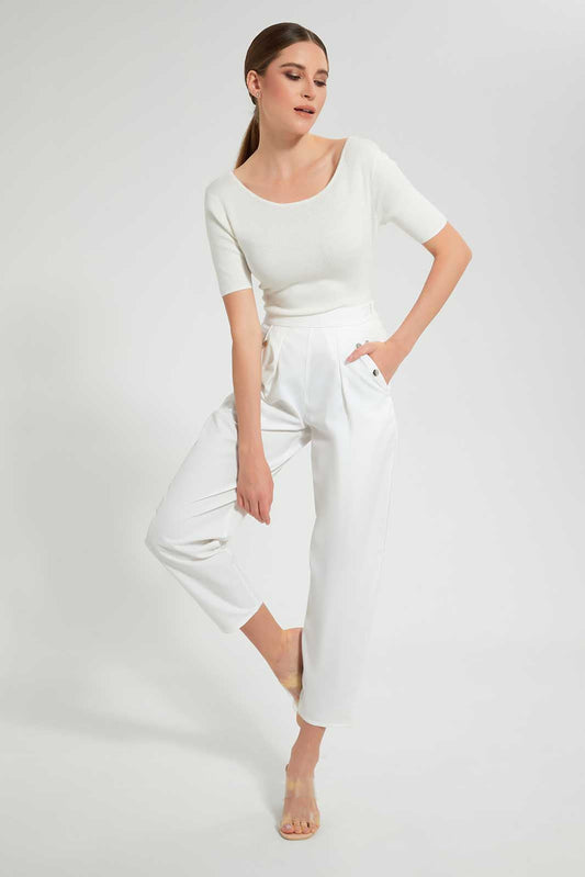 Ivory Textured Top With Back Detail