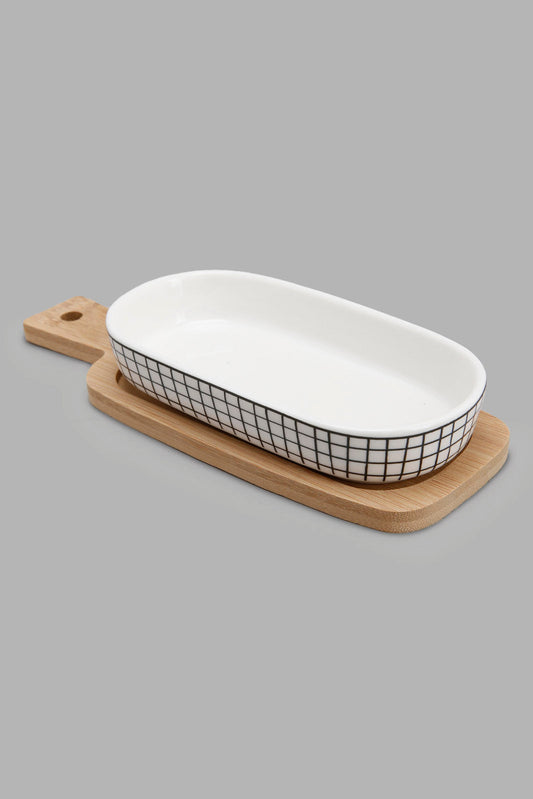 Redtag-Assorted-Oval-Serving-Bowl-With-Bamboo-Tray-(2-Piece)-Category:Bowls,-Colour:Multicolour,-Deals:New-In,-Filter:Home-Dining,-HMW-DIN-Serveware,-New-In-HMW-DIN,-Non-Sale,-Section:Homewares,-W22A-Home-Dining-