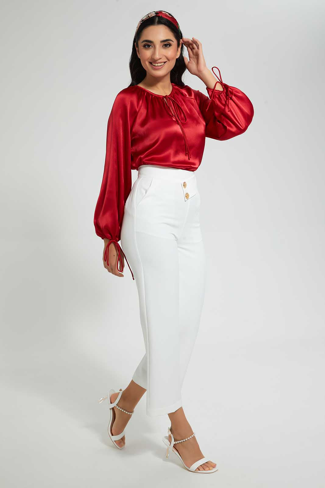 Redtag-White-Waistband-Detail-Wideleg-Trouser-Trousers-Women's-